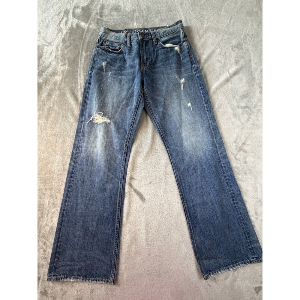 American Eagle Bootcut Jeans Mens 29x32 Blue Distressed Denim